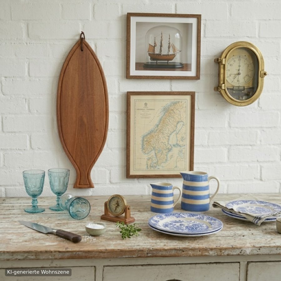 Großes Fisch-Serviertablett aus Teakholz – 70 cm – Scandinavian Modern / maritime Wanddeko